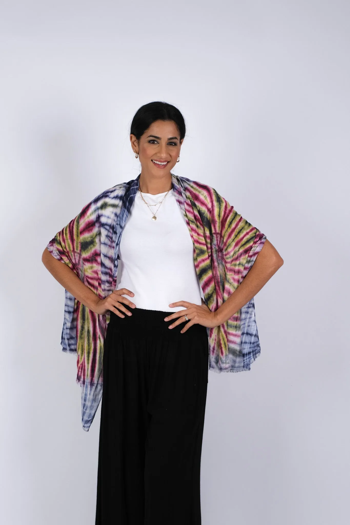 225095 Groovy Tie Dye Soft Viscose Scarves