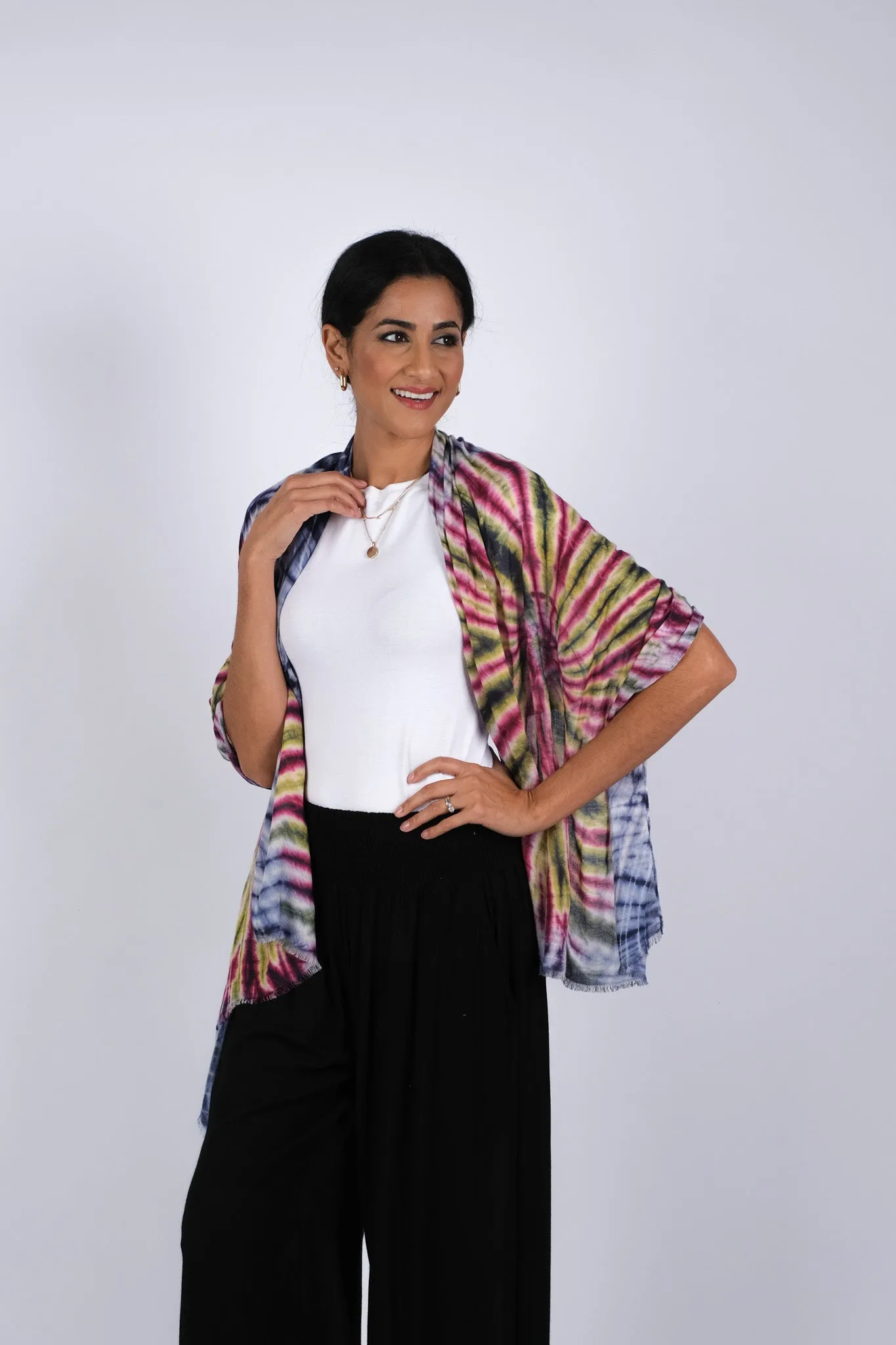 225095 Groovy Tie Dye Soft Viscose Scarves