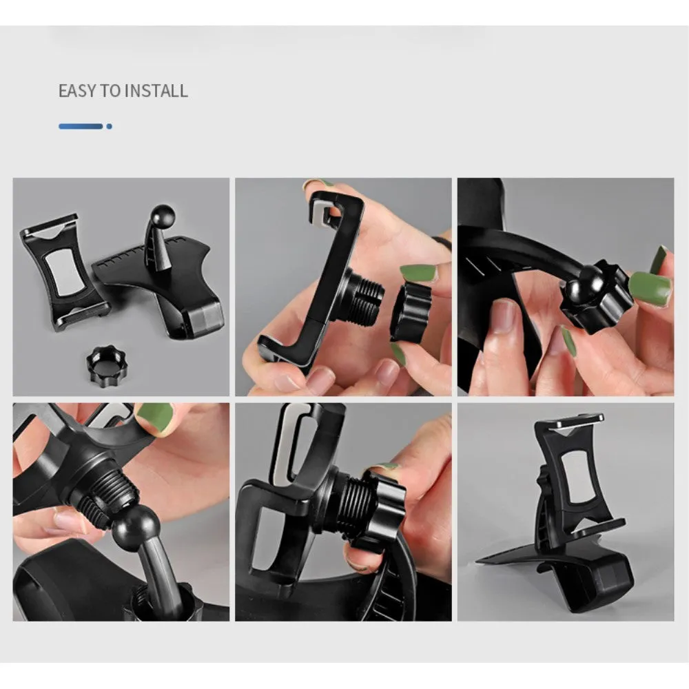 3 in 1 Car GPS Smartphone Holder: Dashboard / Visor Clamp   AC Grid Clip for QMobile Q Infinity - Black