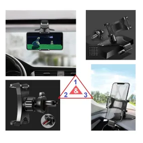 3 in 1 Car GPS Smartphone Holder: Dashboard / Visor Clamp   AC Grid Clip for QMobile Q Infinity - Black