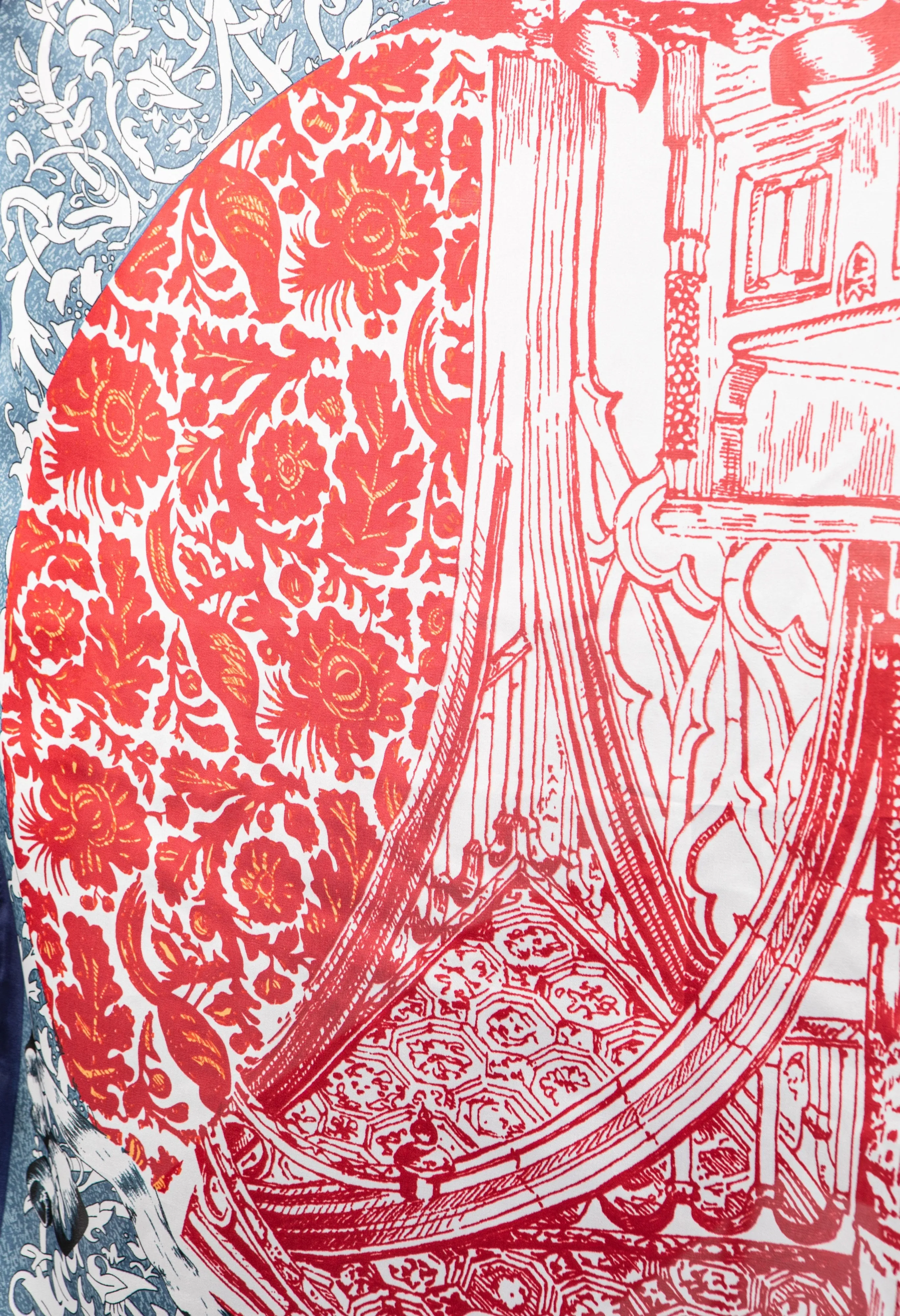 Antique Print Silk Feel Scarf