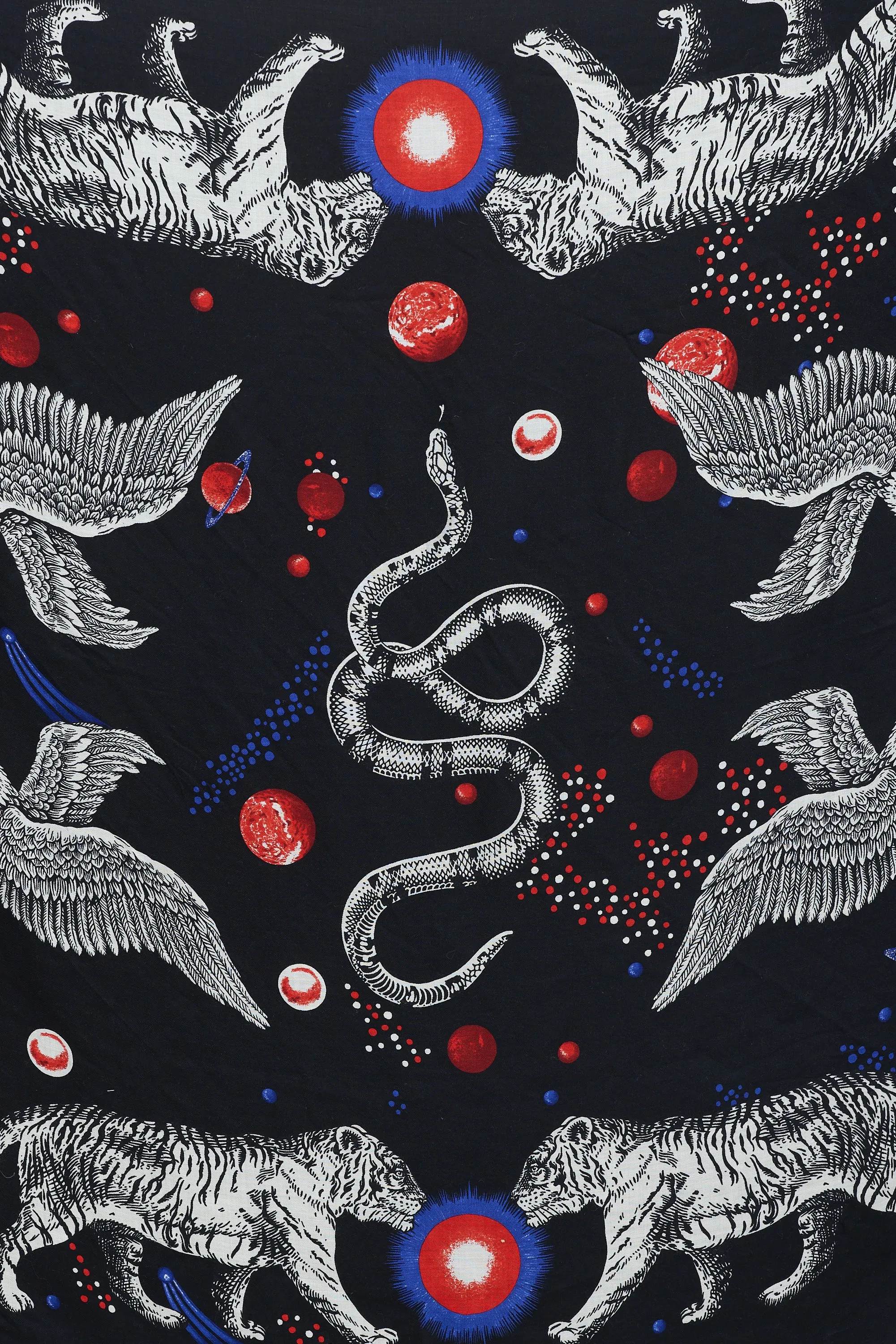 Black & Multicolour Wool Graphic Scarf