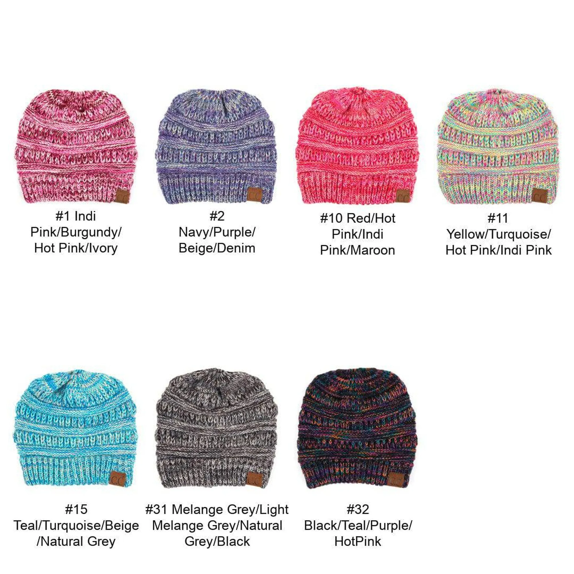 CC Crafted Multi-Toned Bun Kids Youth to Adult Beanies Hats
