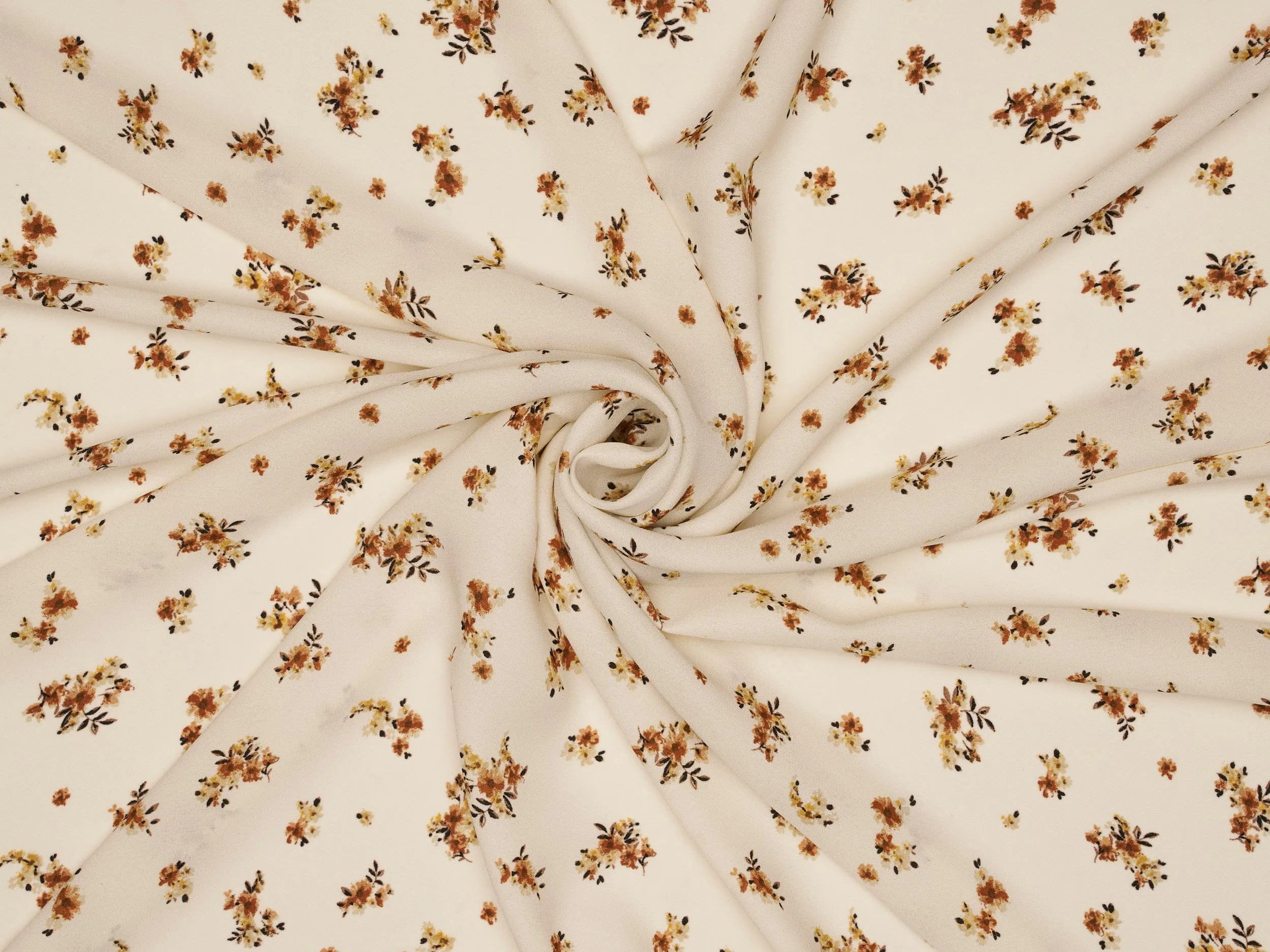 Dainty brown and yellow roses   pattern - georgette  fabric by the yard -