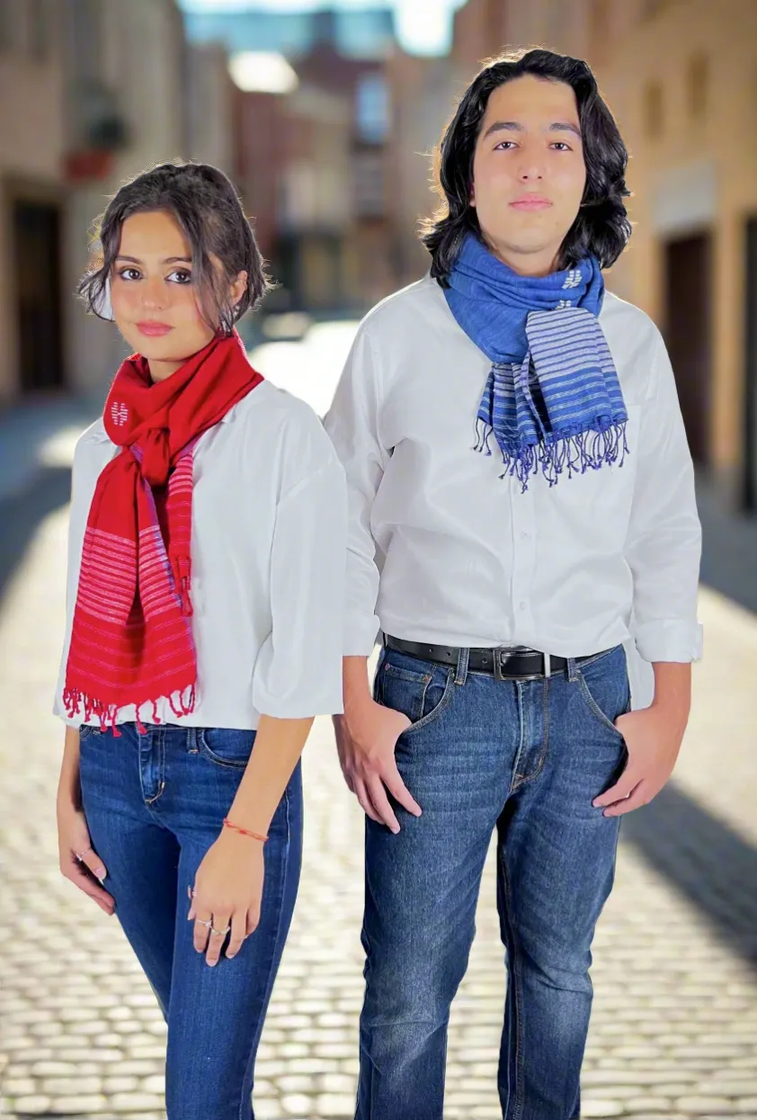 Indigo (Vegan) Peace Silk & Cotton Scarf