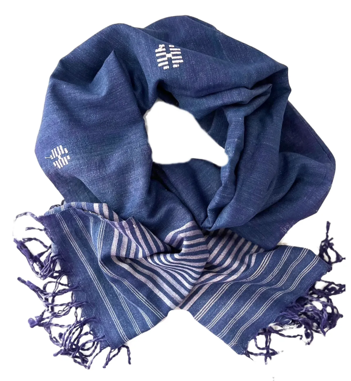 Indigo (Vegan) Peace Silk & Cotton Scarf