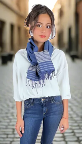 Indigo (Vegan) Peace Silk & Cotton Scarf