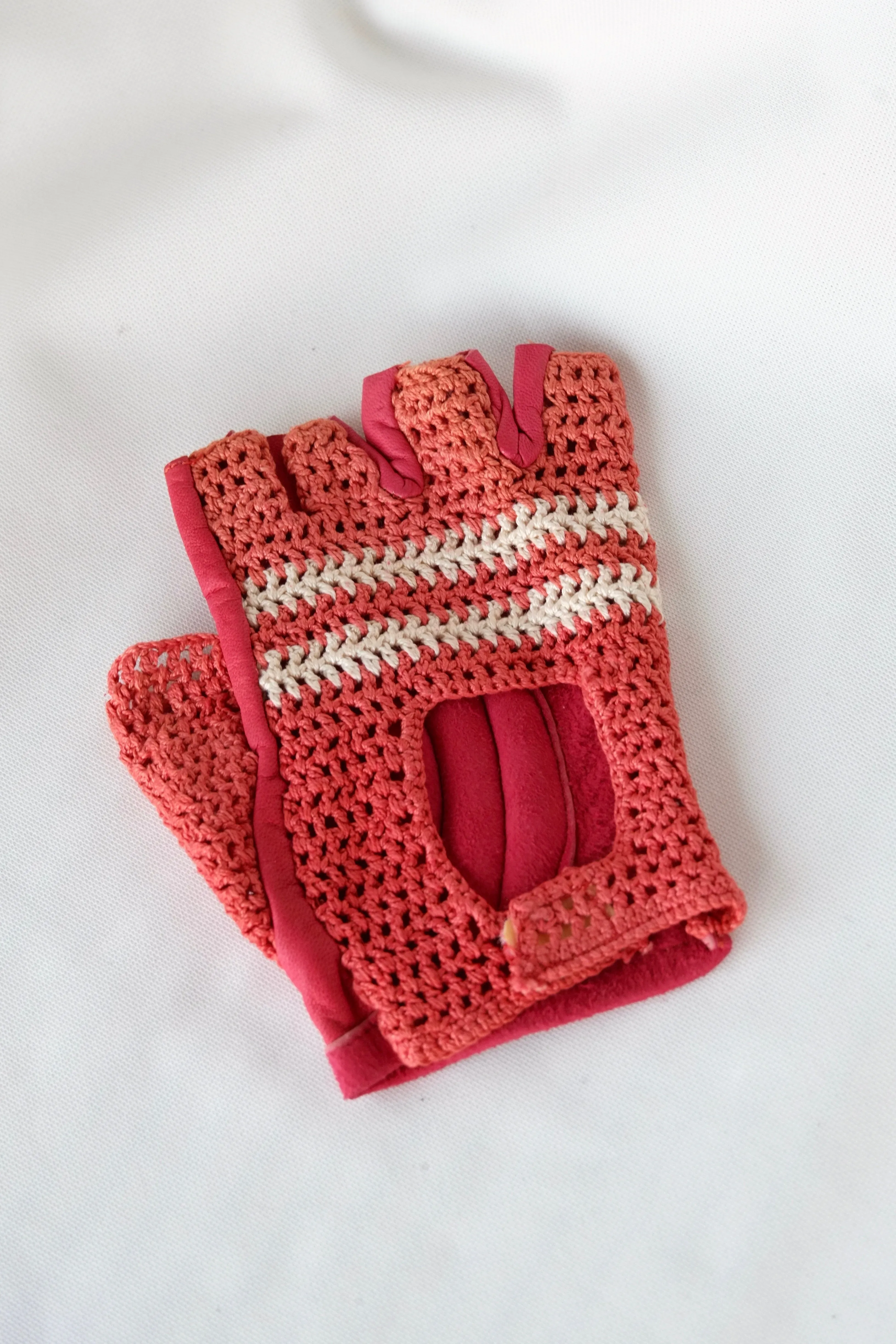 KNIT & Leather Half Finger Glove