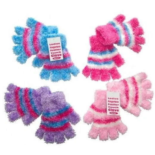 Ladies Fingerless Feather Touch Magic Gloves - Case of 12