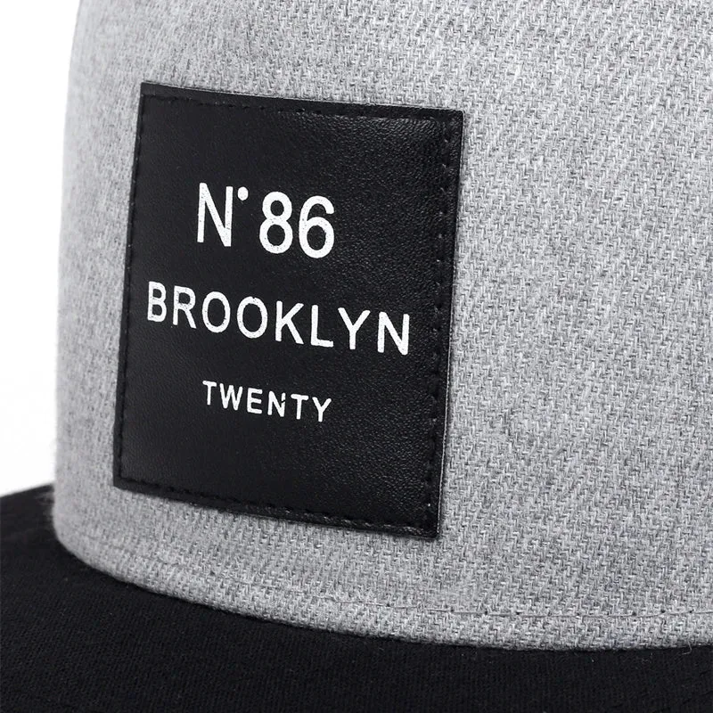 Men Women BROOKLYN Baseball cotton adjustable Snapback Hat Leather label N86 Hip Hop Caps Sun Hat Unisex Trucker Hats