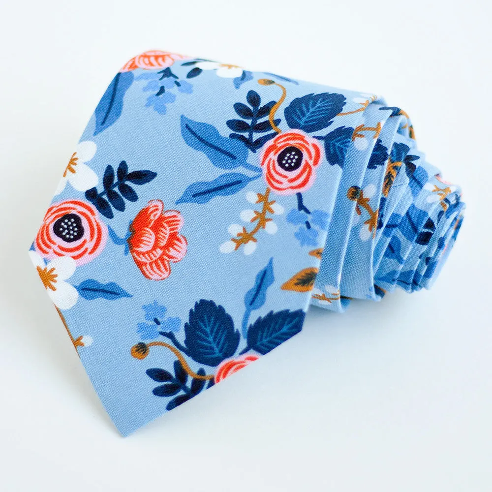 Men's Freestyle Self-Tie Bow Tie / Birch Floral In Periwinkle