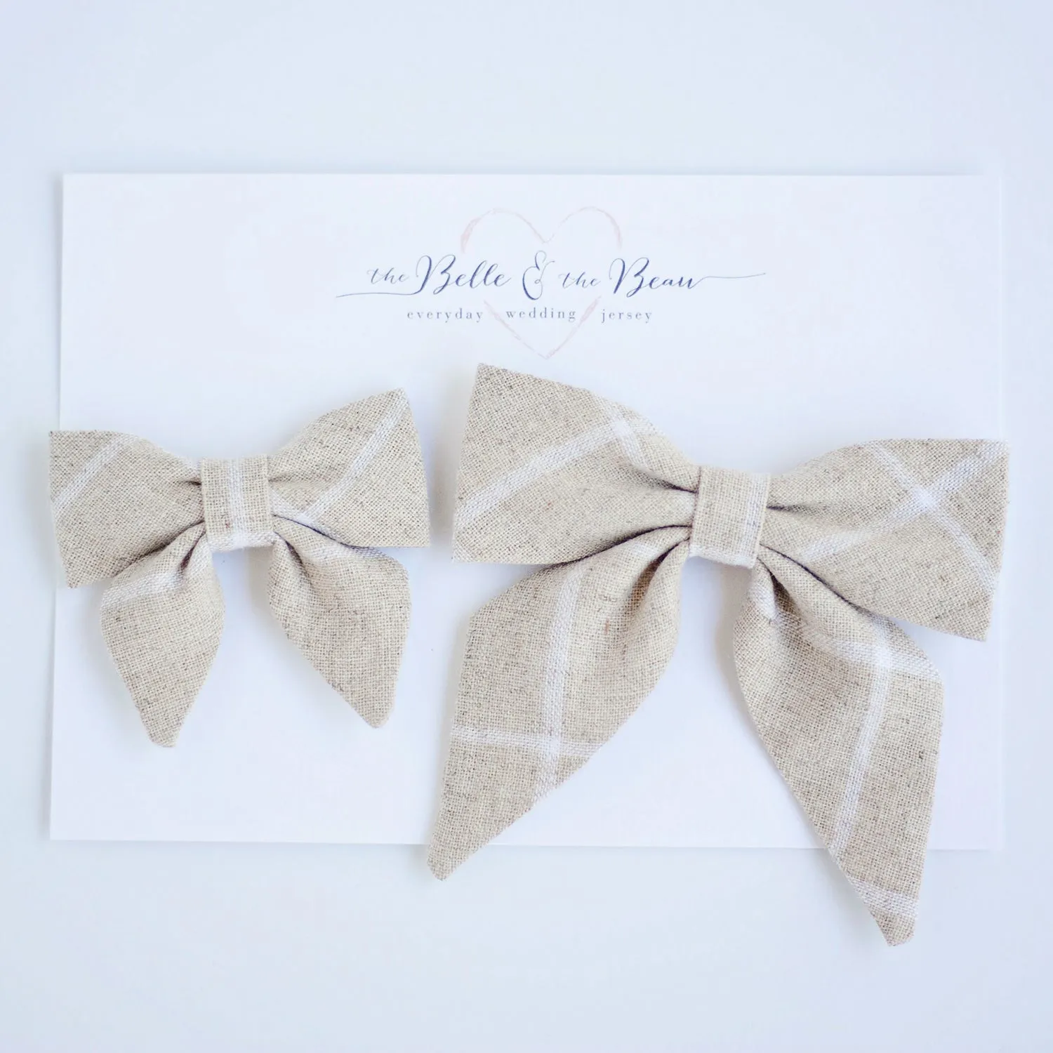 Men's Pre-Tied Bow Tie / Natural Linen Window Pane