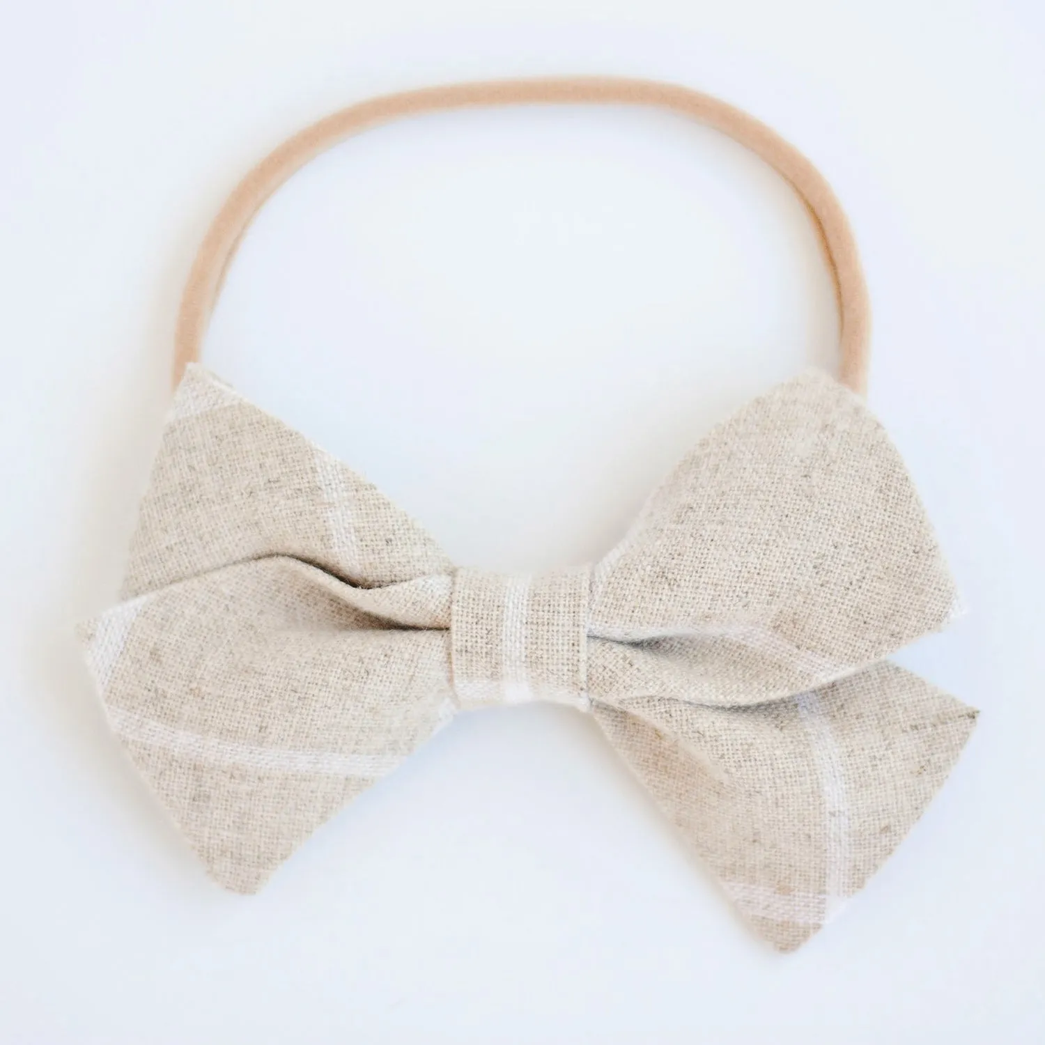Men's Pre-Tied Bow Tie / Natural Linen Window Pane