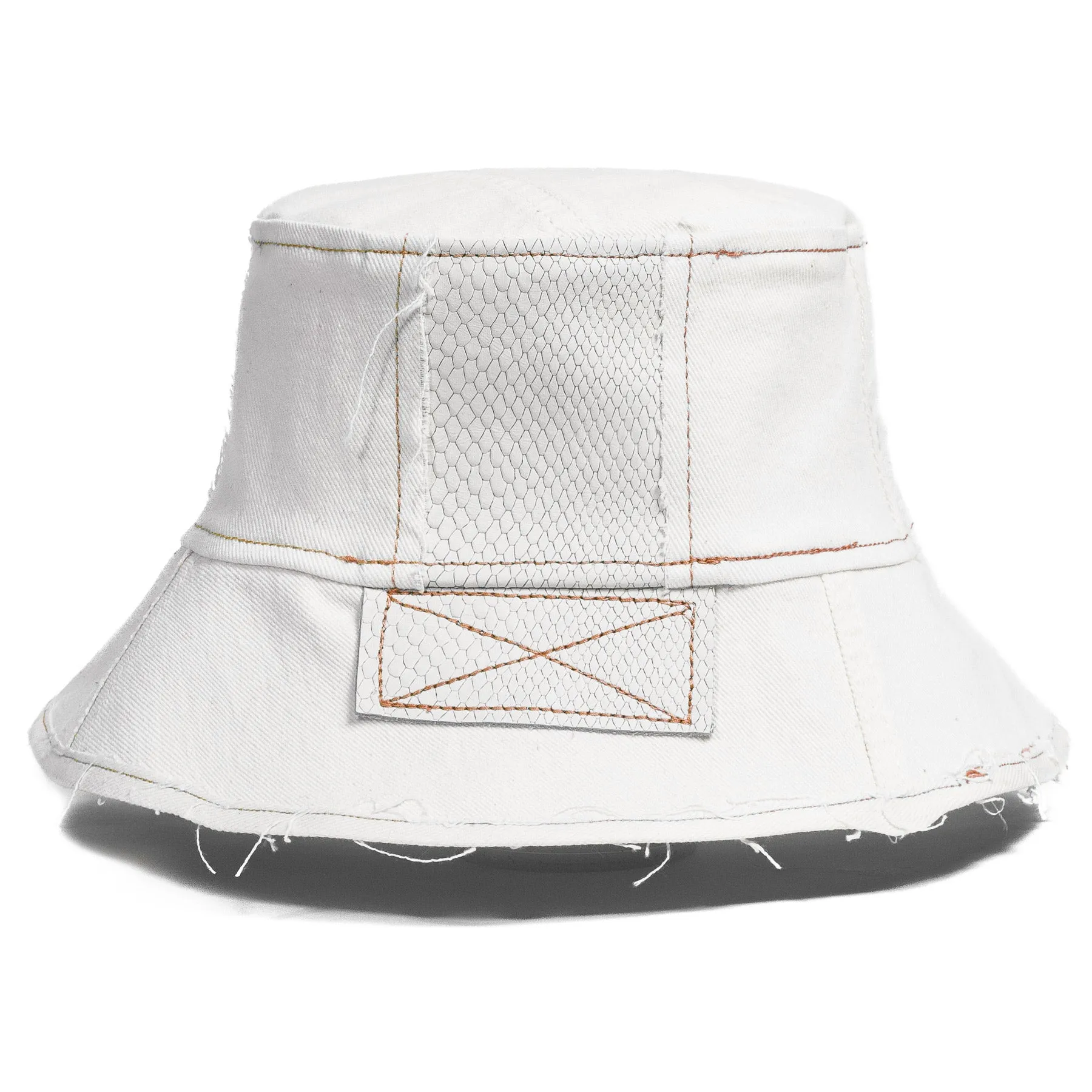Mursaki Denim Chop Shop Bucket Hat - White/Snake