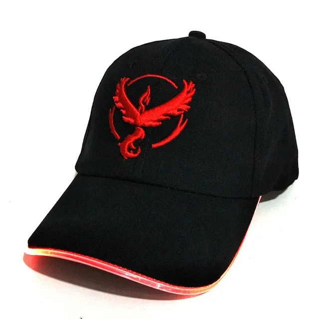 New LED Light Pokemon Go Cap Hat Team Valor Team Instinct Pokemon Baseball Cap for Women Mens