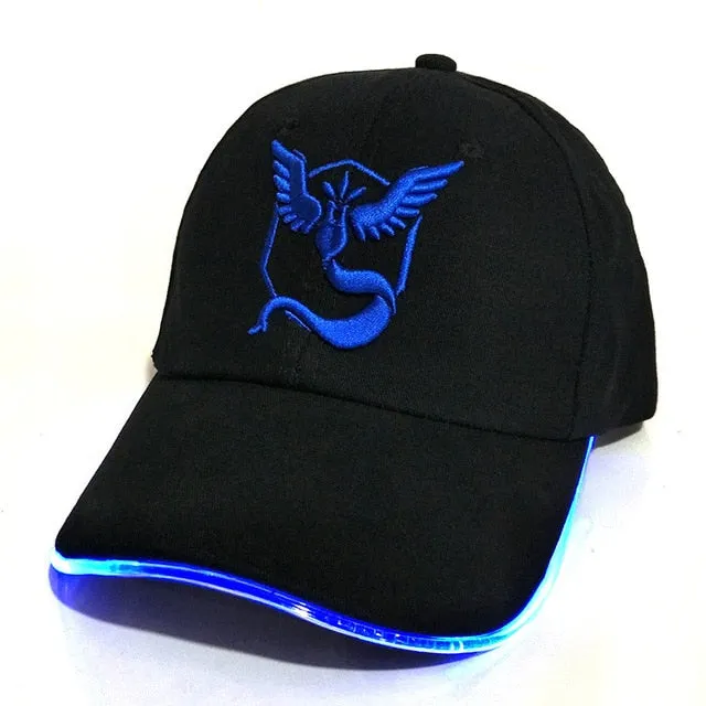 New LED Light Pokemon Go Cap Hat Team Valor Team Instinct Pokemon Baseball Cap for Women Mens