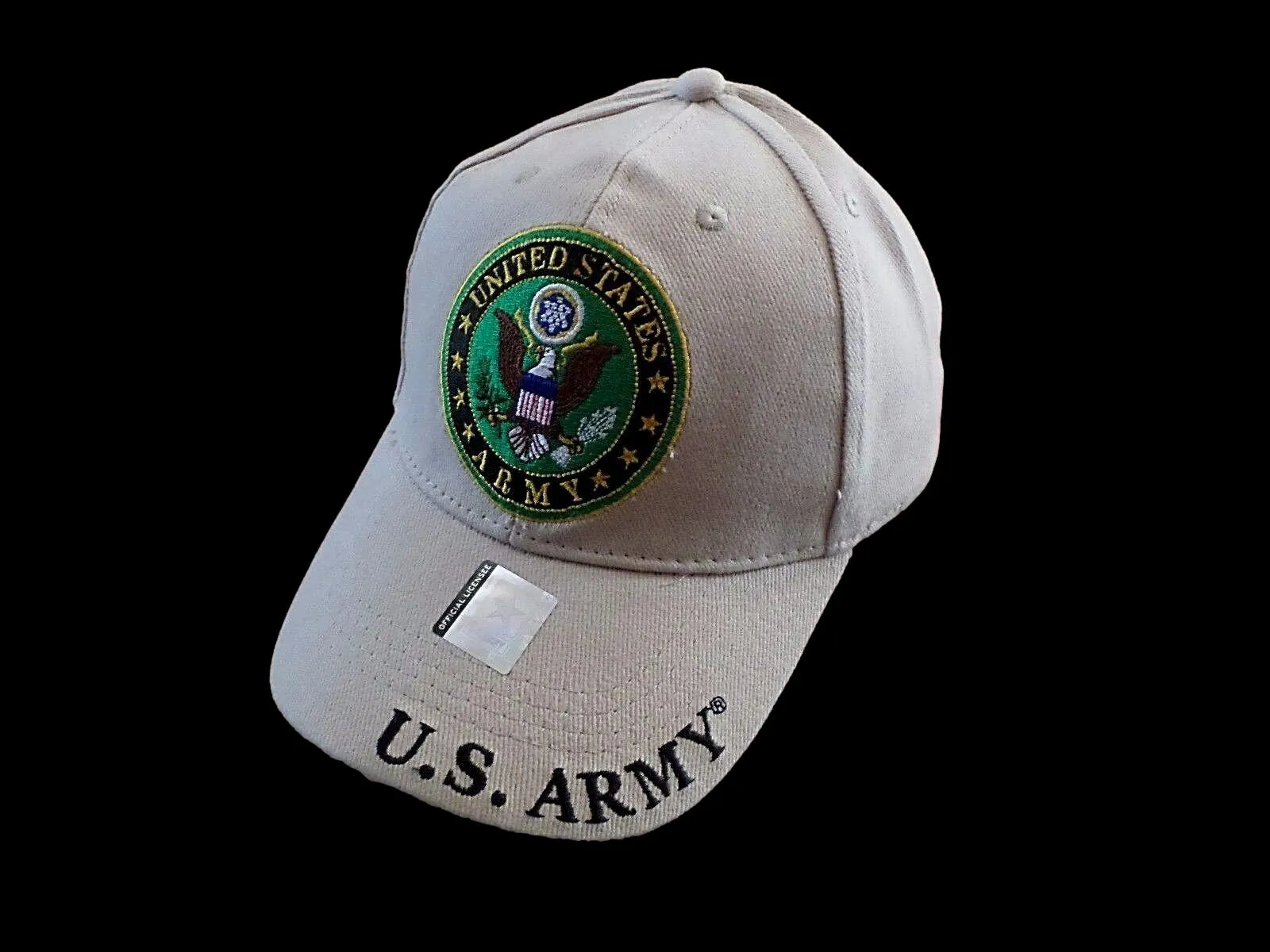 NEW U.S MILITARY ARMY LOGO EMBROIDERED KHAKI HAT CAP OFFICIAL LICENSED HATS