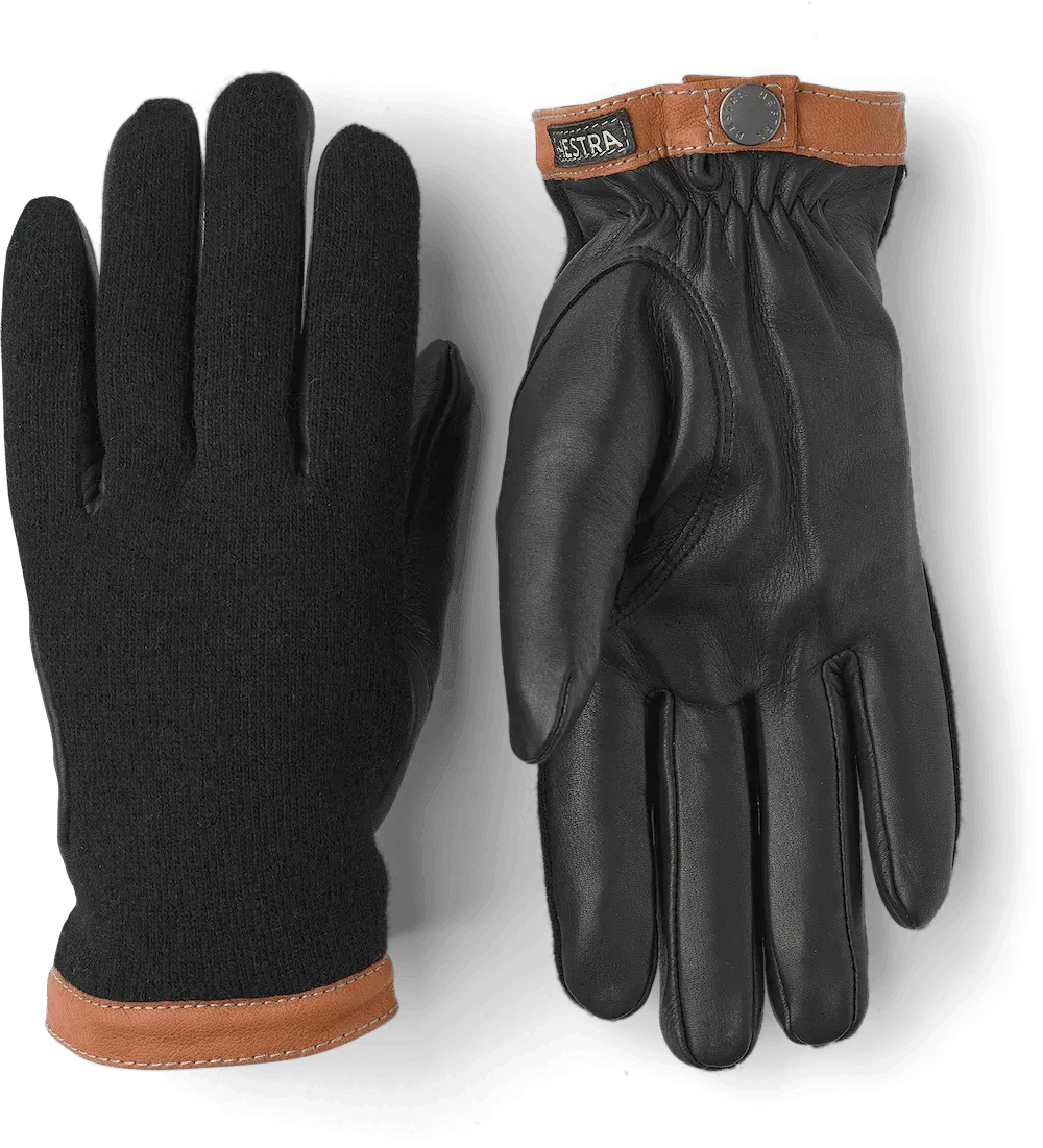 Tricot Merino Wool Deerskin Gloves - Black