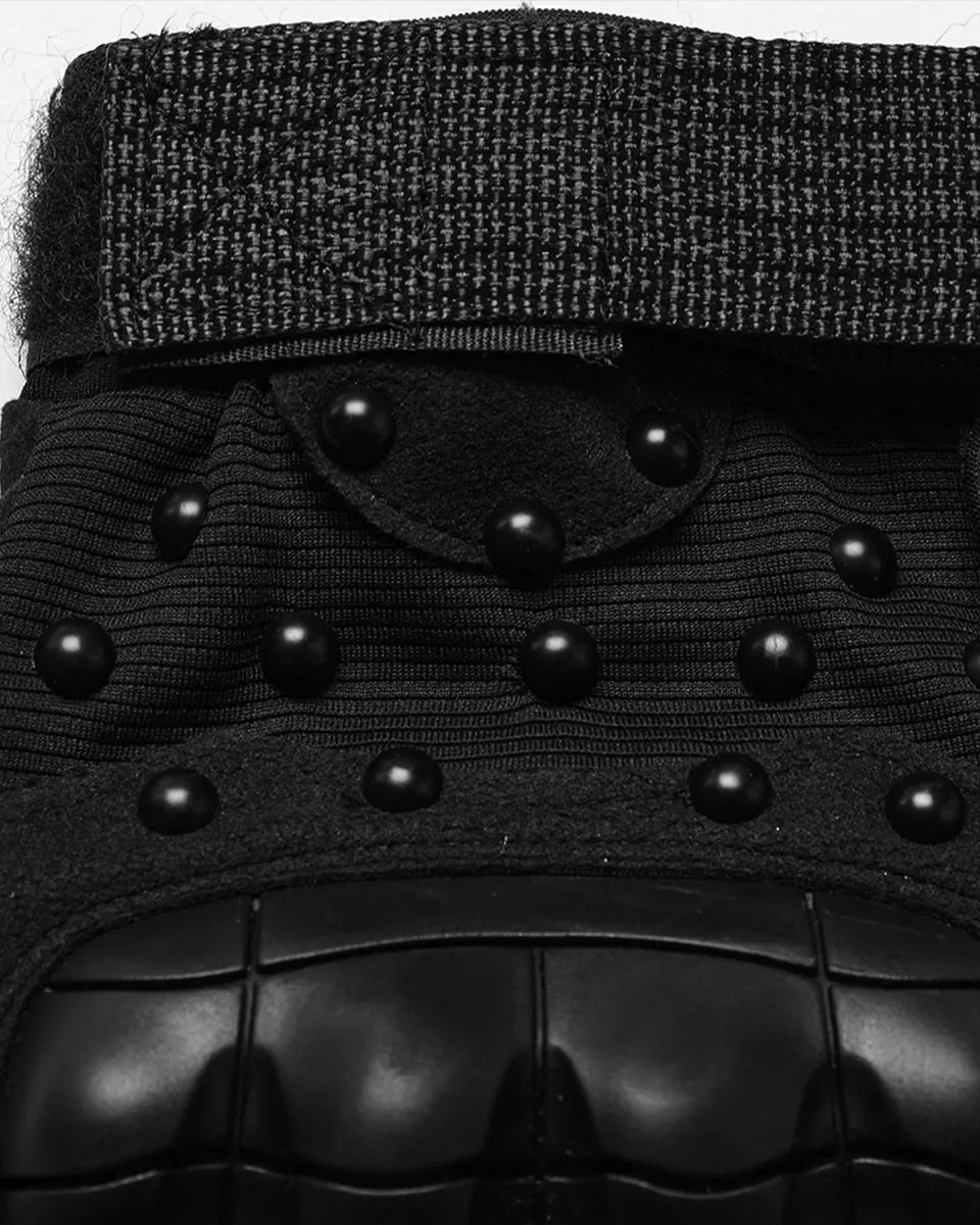 WS-722SSM Mens Apocalyptic Punk Tactical Armour Studded Fingerless Gloves