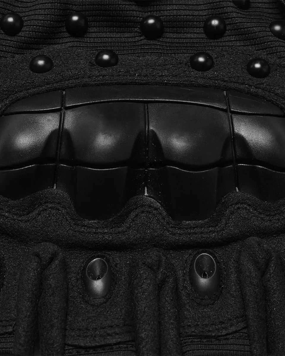 WS-722SSM Mens Apocalyptic Punk Tactical Armour Studded Fingerless Gloves
