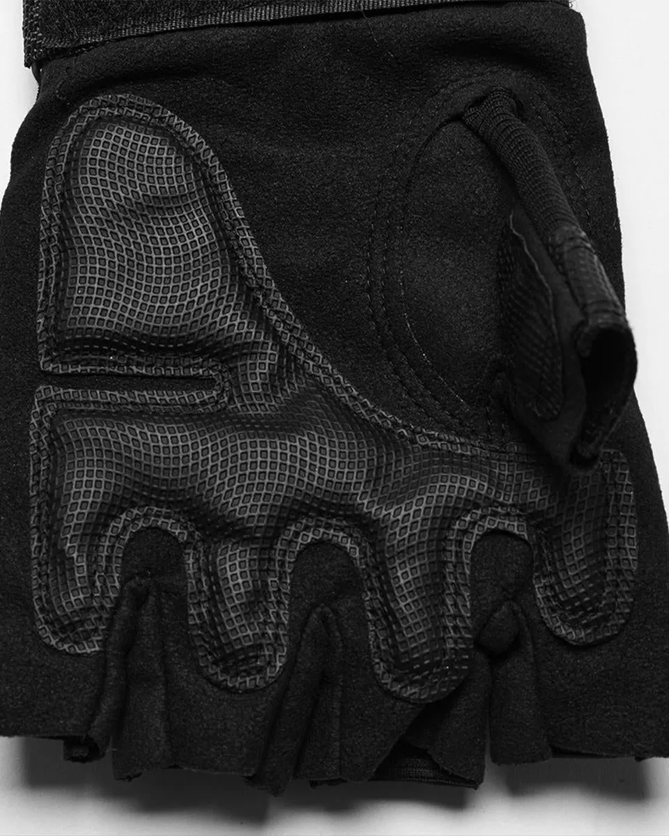 WS-722SSM Mens Apocalyptic Punk Tactical Armour Studded Fingerless Gloves